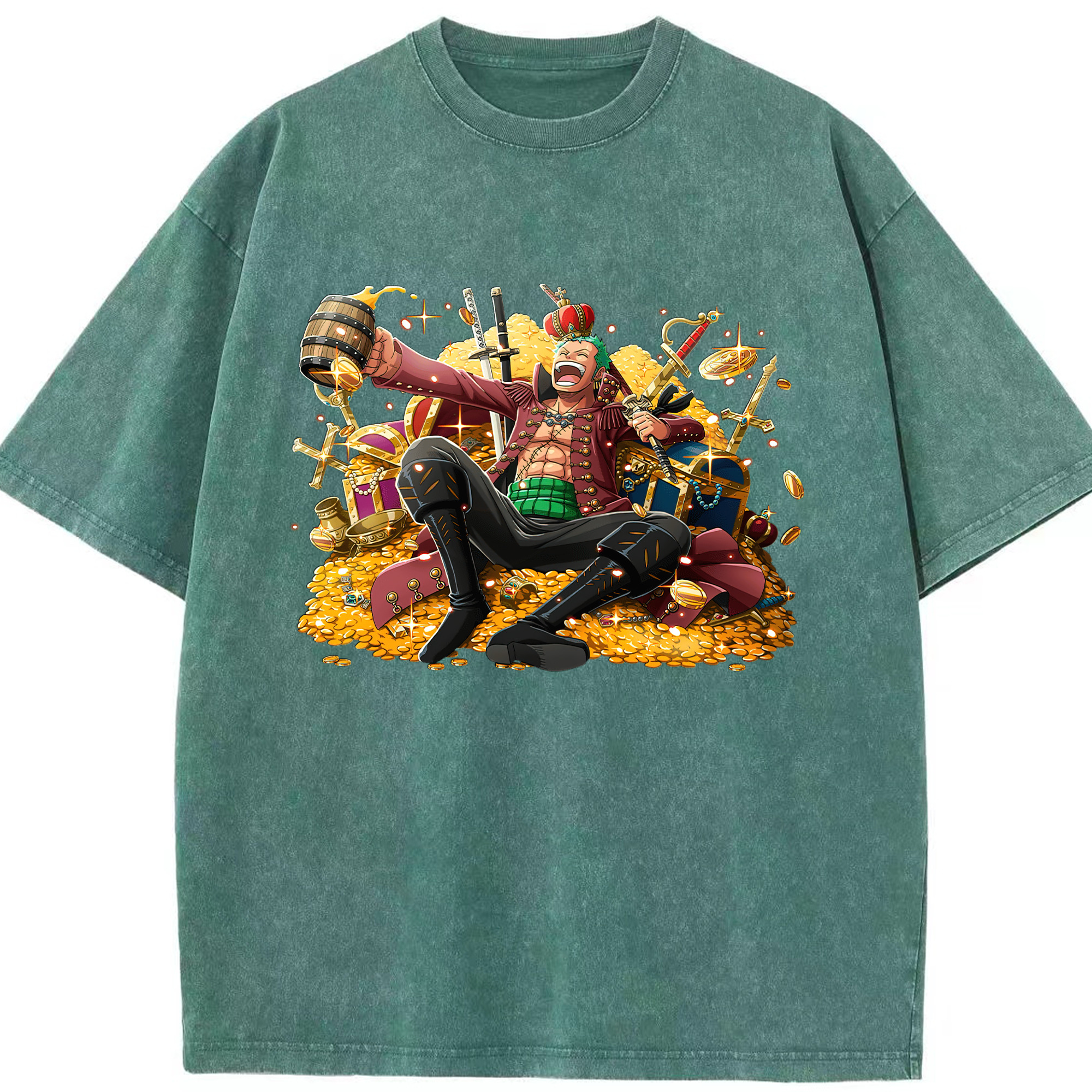 ワンピース ロロノア・ゾロ ONE PIECE Roronoa Zoro 綿100% ヴィンテージ風 半袖Tシャツ（フロントプリント）